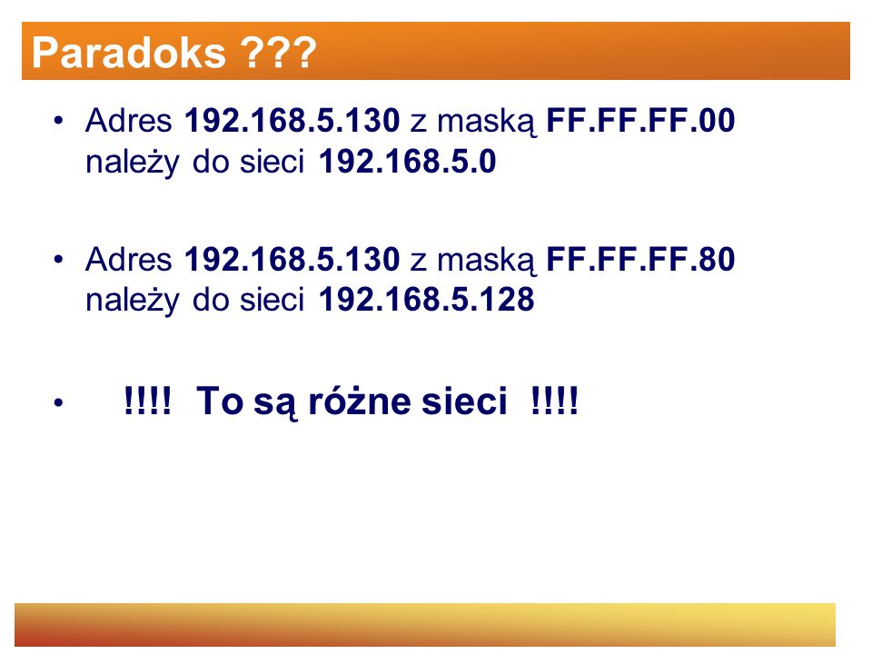 Paradoks Adres z maską FF.FF.FF.00 należy do sieci