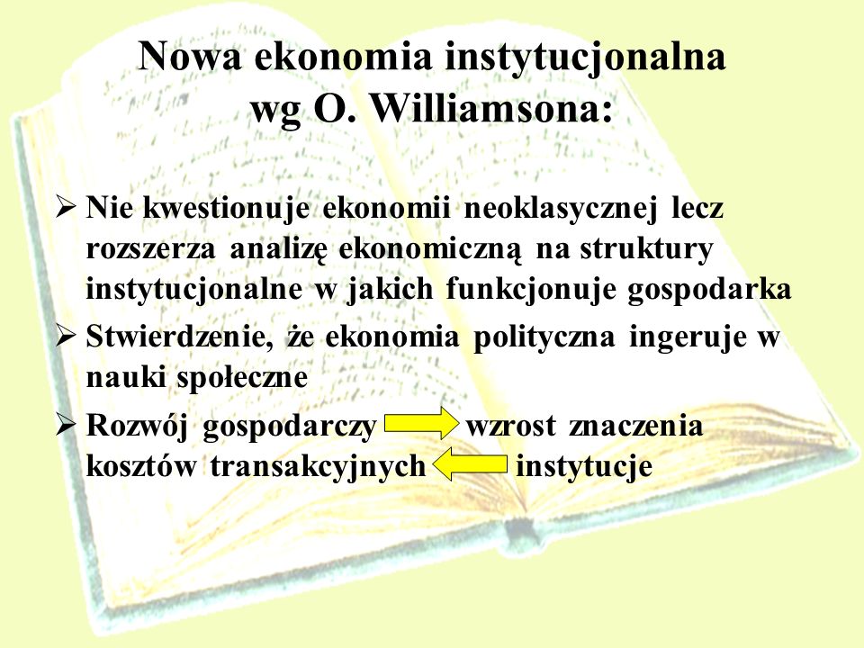 Nowa ekonomia instytucjonalna wg O. Williamsona:
