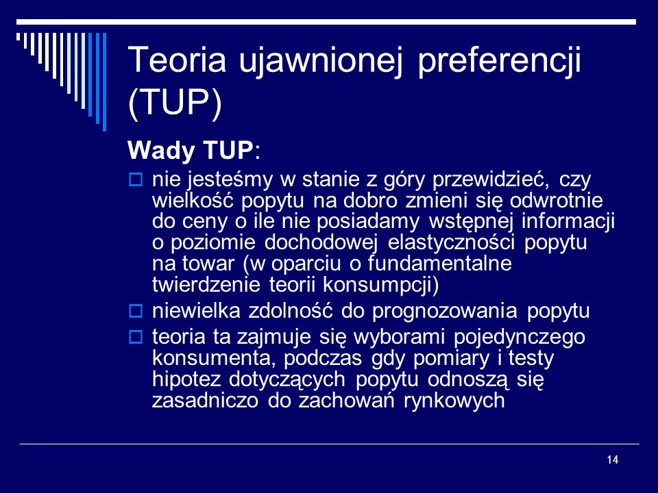 Teoria ujawnionej preferencji (TUP)