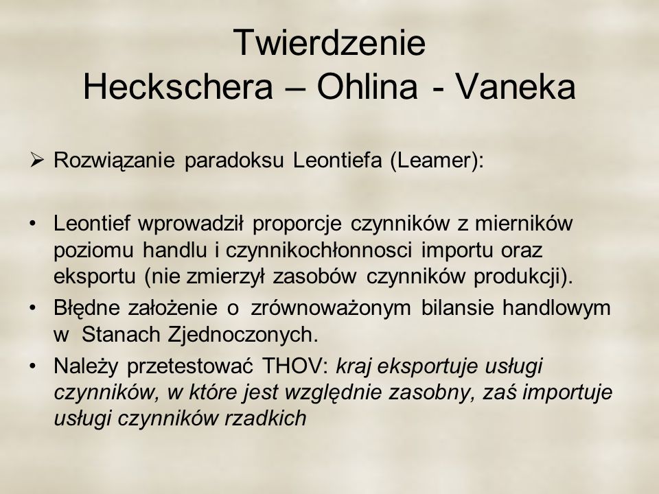 Twierdzenie Heckschera – Ohlina - Vaneka