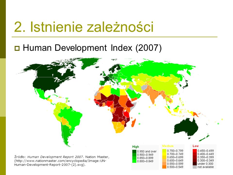 2. Istnienie zależności Human Development Index (2007)