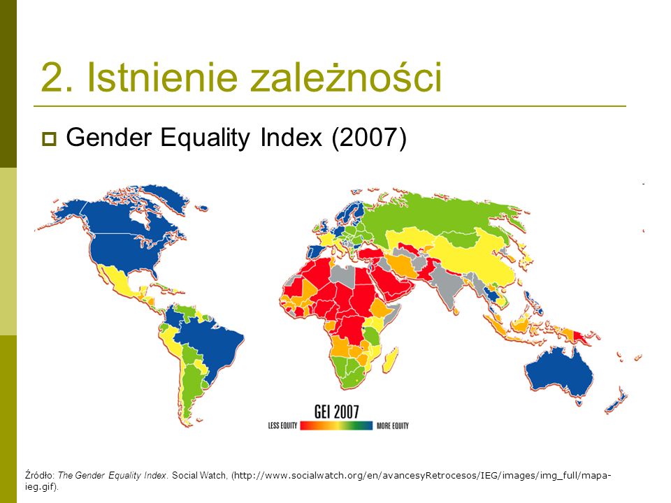 2. Istnienie zależności Gender Equality Index (2007)