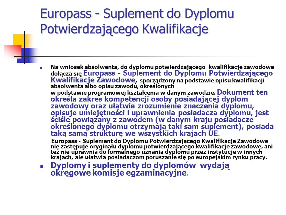 Europass - Suplement do Dyplomu Potwierdzającego Kwalifikacje