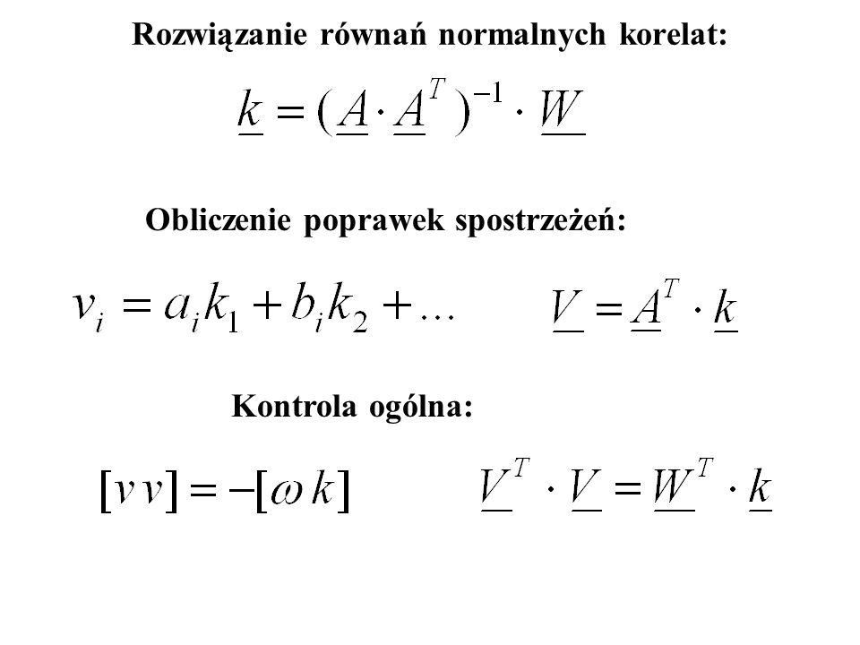 Rozwiązanie równań normalnych korelat: