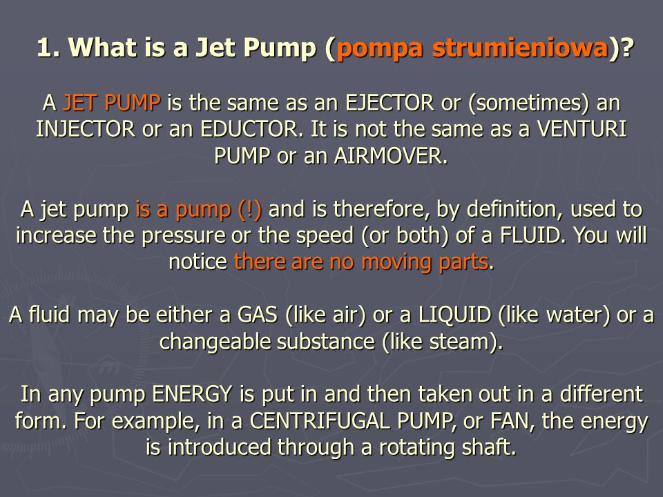 1. What is a Jet Pump (pompa strumieniowa)