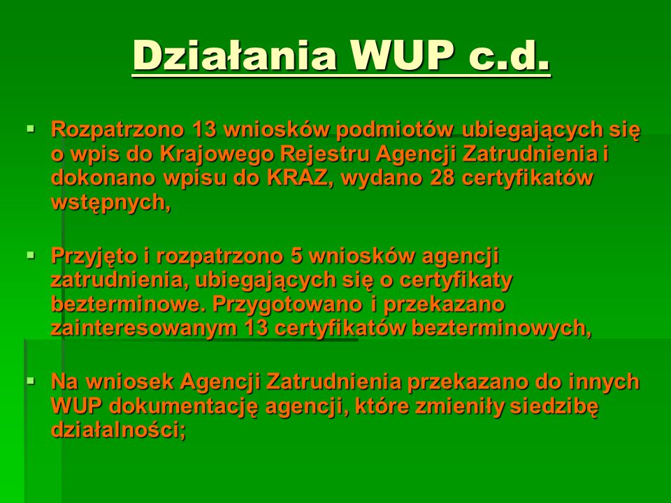 Działania WUP c.d.
