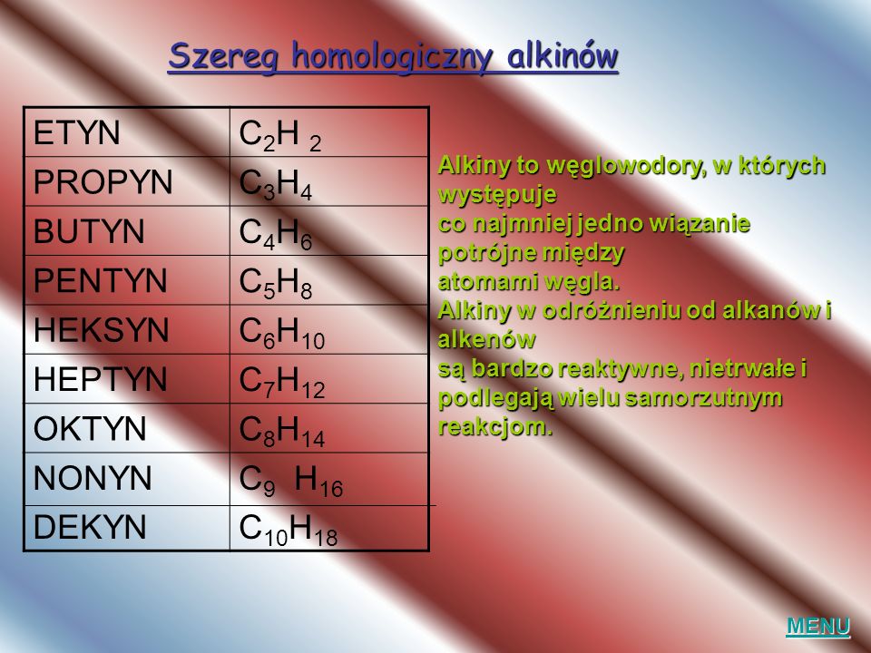 Szereg homologiczny alkinów