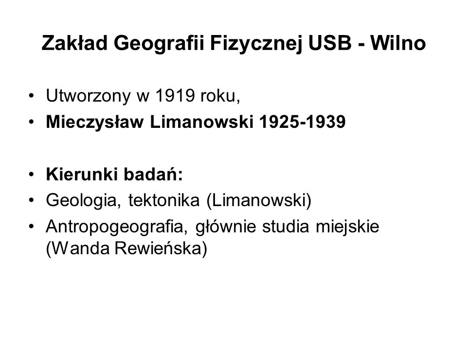 Zakład Geografii Fizycznej USB - Wilno