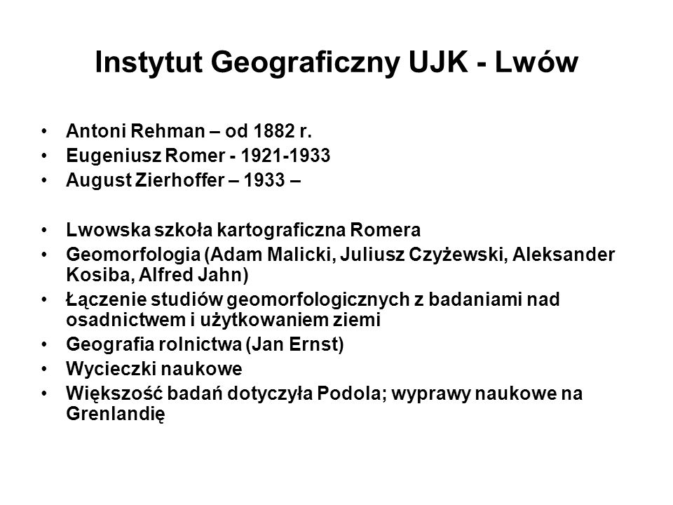 Instytut Geograficzny UJK - Lwów