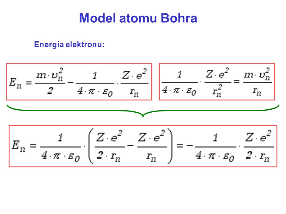 Model atomu Bohra Energia elektronu:
