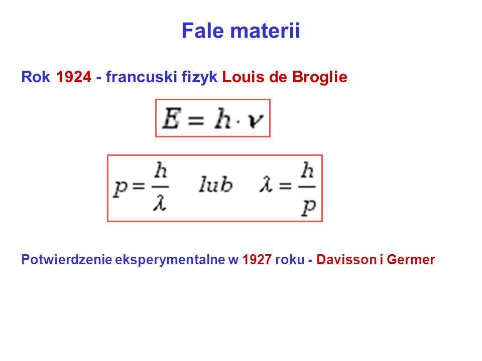Fale materii Rok francuski fizyk Louis de Broglie