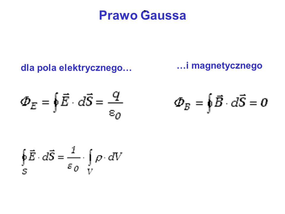 , Prawo Gaussa …i magnetycznego dla pola elektrycznego…