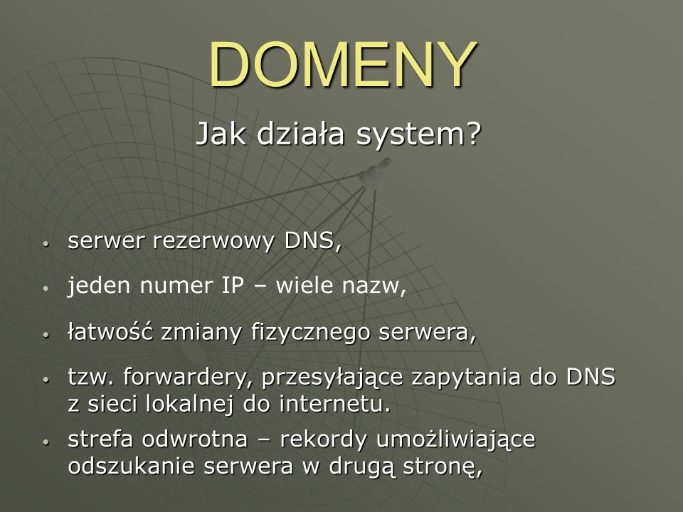 DOMENY Jak działa system serwer rezerwowy DNS,