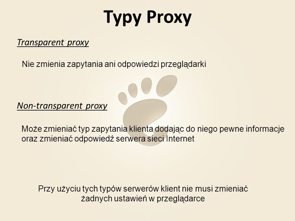 Typy Proxy Transparent proxy Non-transparent proxy