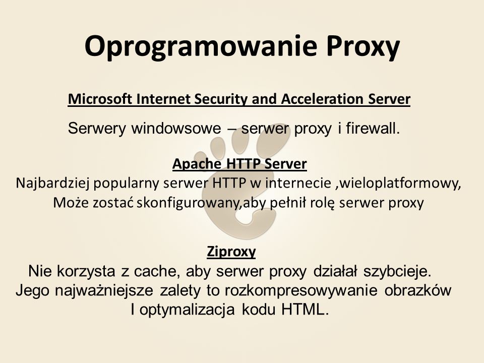 Oprogramowanie Proxy Microsoft Internet Security and Acceleration Server. Serwery windowsowe – serwer proxy i firewall.