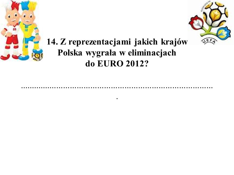 14. Z reprezentacjami jakich krajów Polska wygrała w eliminacjach do EURO