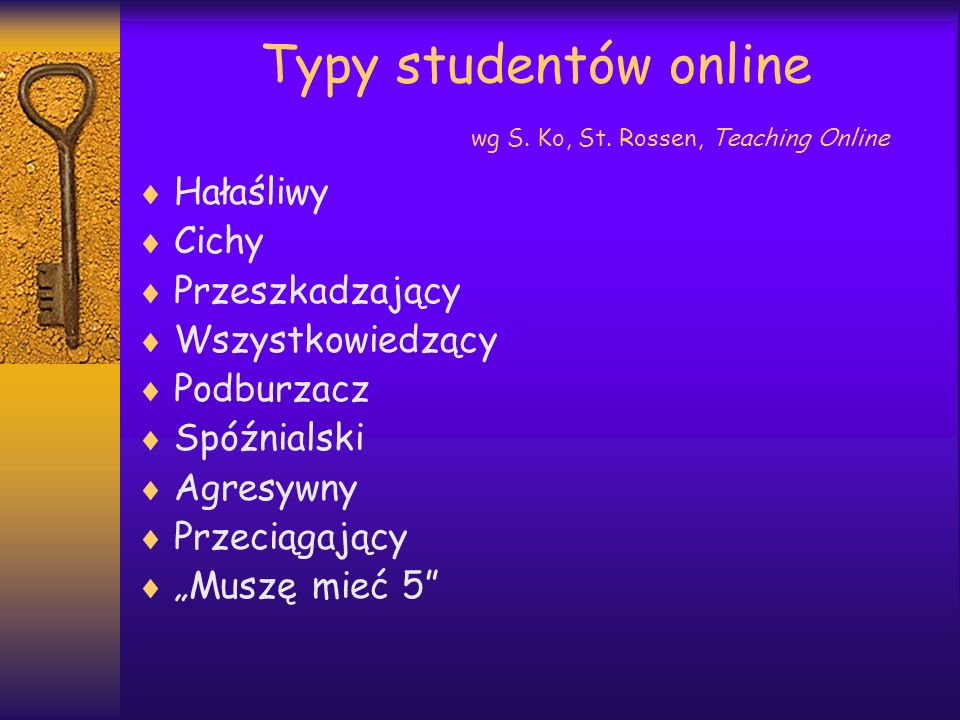Typy studentów online wg S. Ko, St. Rossen, Teaching Online