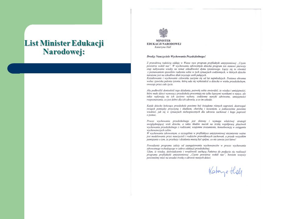 List Minister Edukacji Narodowej: