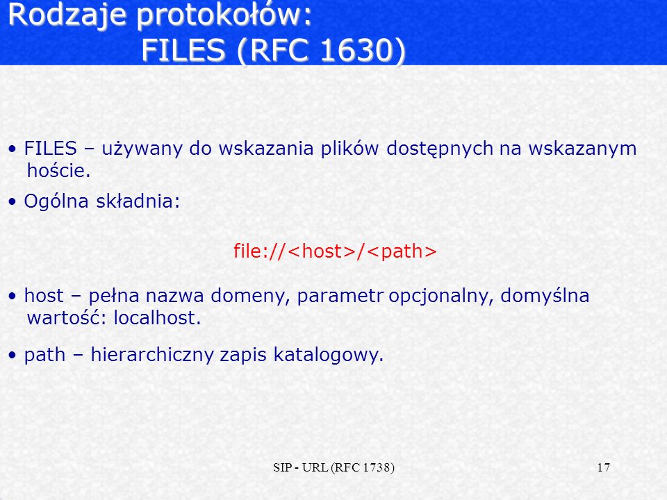Rodzaje protokołów: FILES (RFC 1630)