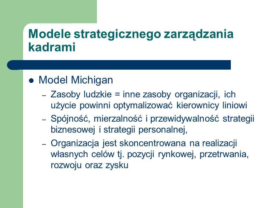 Modele strategicznego zarządzania kadrami