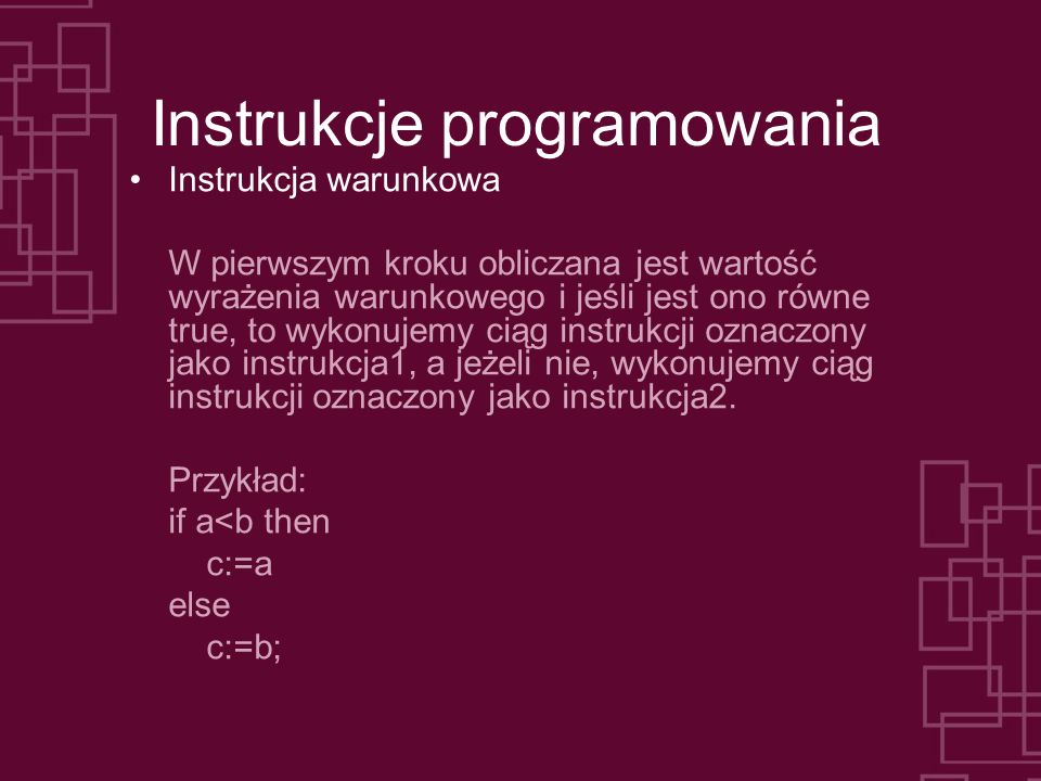 Instrukcje programowania