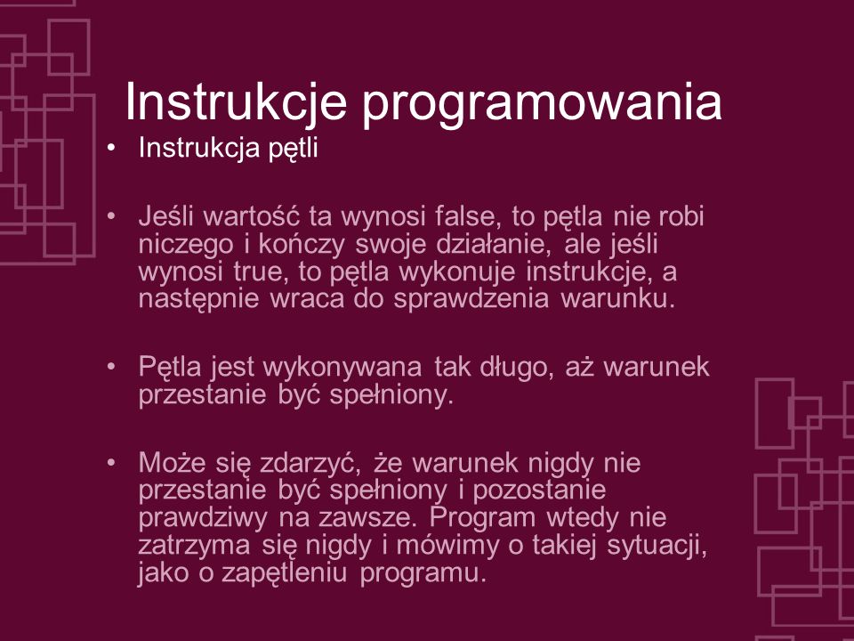 Instrukcje programowania