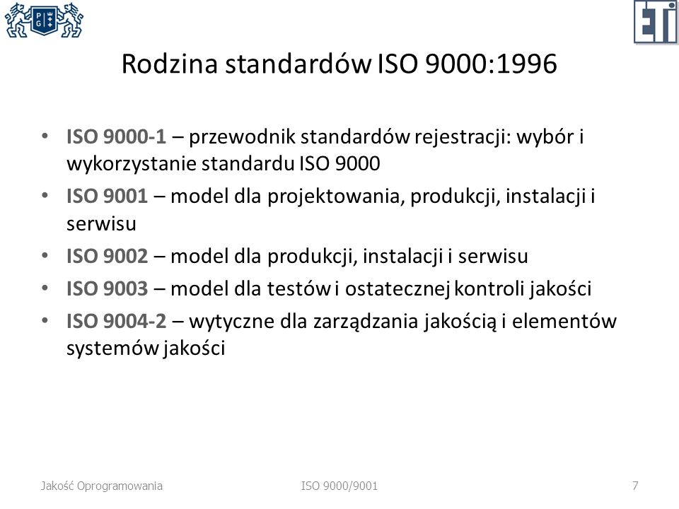 Rodzina standardów ISO 9000:1996