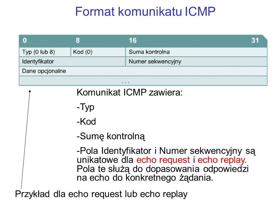 Format komunikatu ICMP