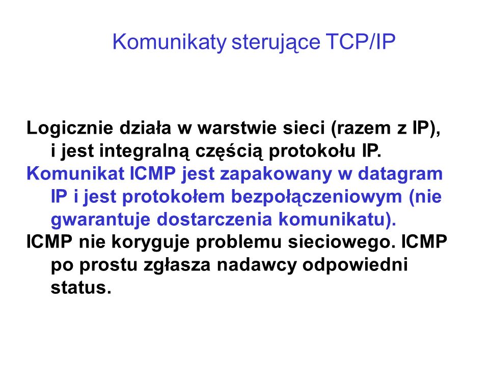 Komunikaty sterujące TCP/IP
