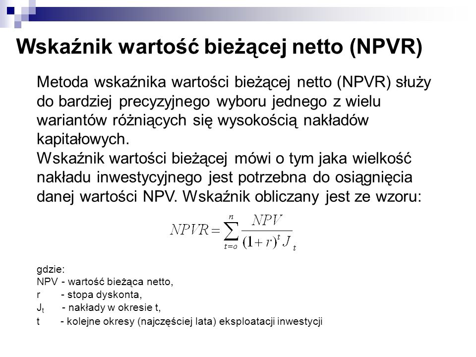Wskaźnik wartość bieżącej netto (NPVR)