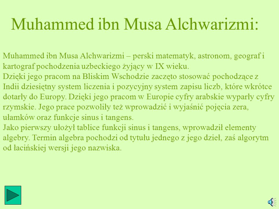 Muhammed ibn Musa Alchwarizmi: