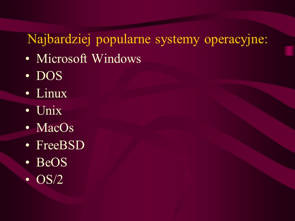 Najbardziej popularne systemy operacyjne: