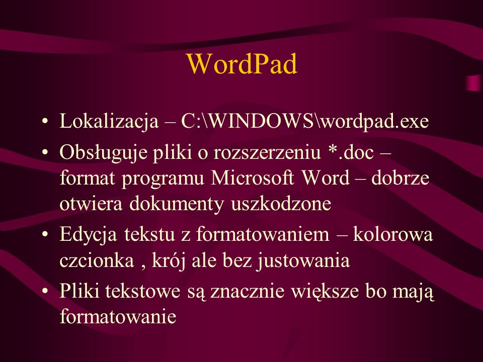 WordPad Lokalizacja – C:\WINDOWS\wordpad.exe