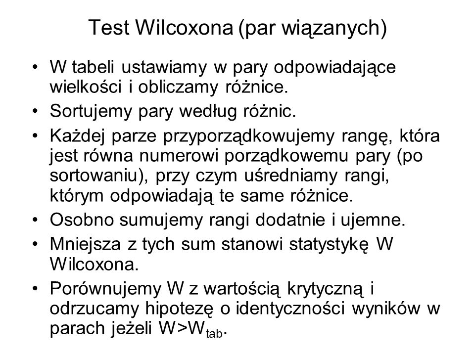 Test Wilcoxona (par wiązanych)