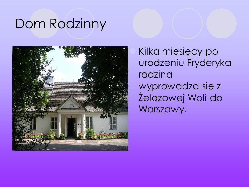 Dom Rodzinny Kilka miesięcy po urodzeniu Fryderyka rodzina wyprowadza się z Żelazowej Woli do Warszawy.