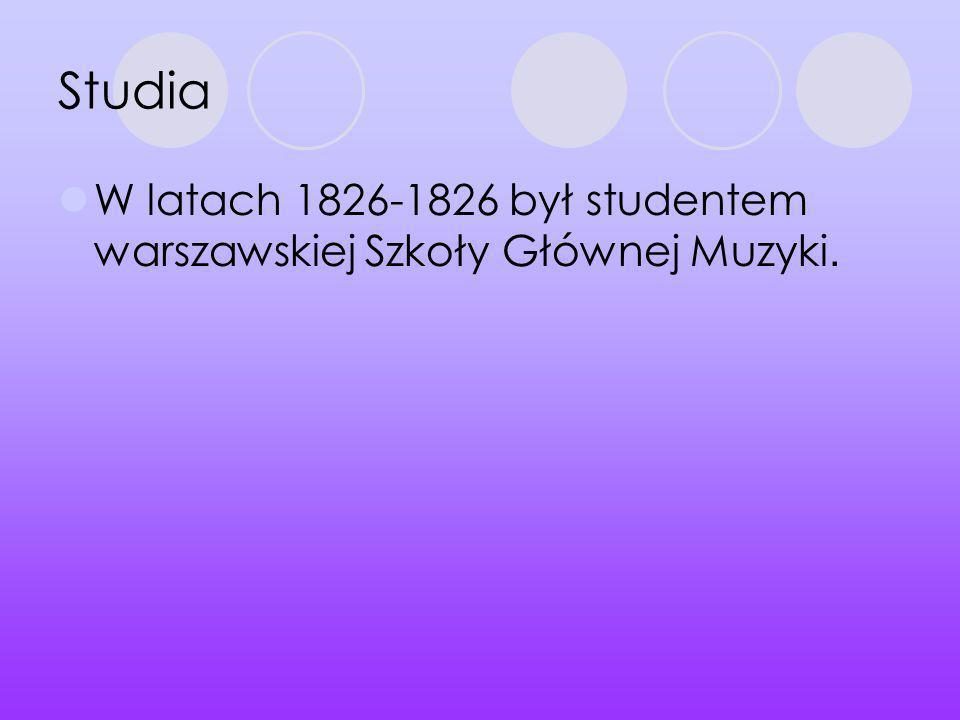 Studia W latach był studentem warszawskiej Szkoły Głównej Muzyki.