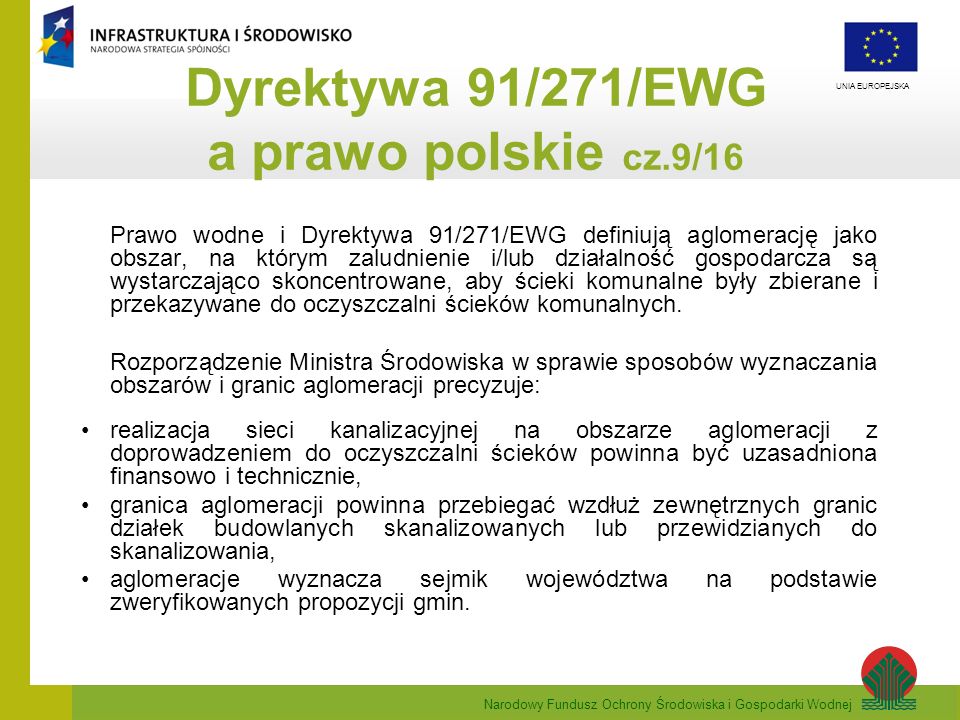 Dyrektywa 91/271/EWG a prawo polskie cz.9/16