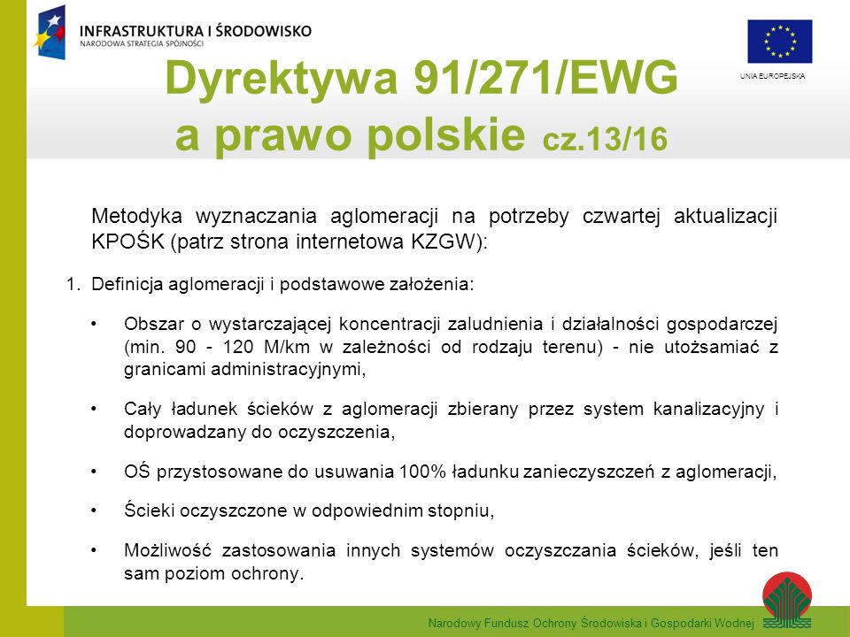 Dyrektywa 91/271/EWG a prawo polskie cz.13/16