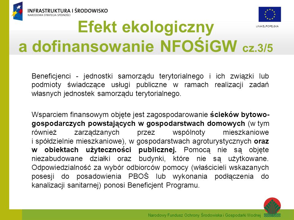Efekt ekologiczny a dofinansowanie NFOŚiGW cz.3/5