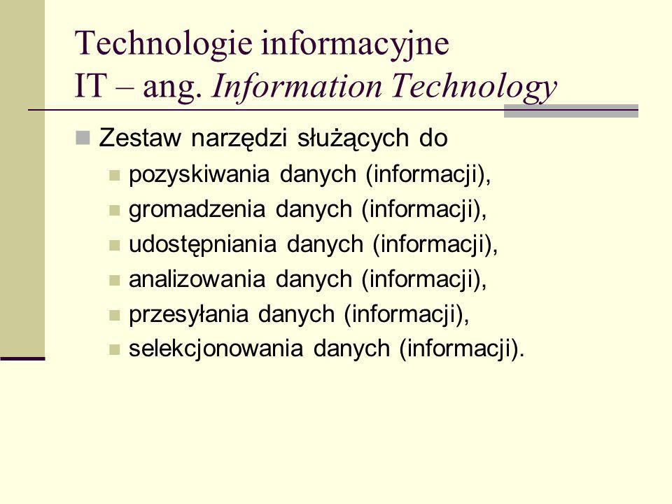 Technologie informacyjne IT – ang. Information Technology