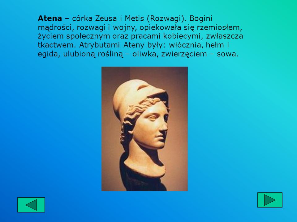Atena – córka Zeusa i Metis (Rozwagi)