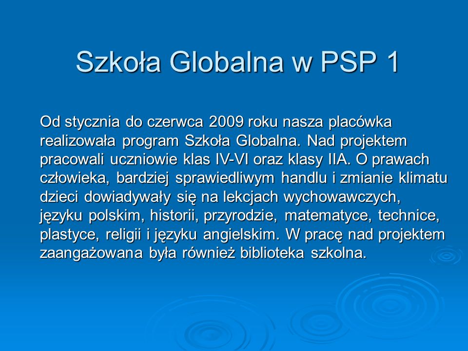 Szkoła Globalna w PSP 1