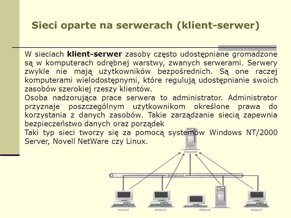 Sieci oparte na serwerach (klient-serwer)