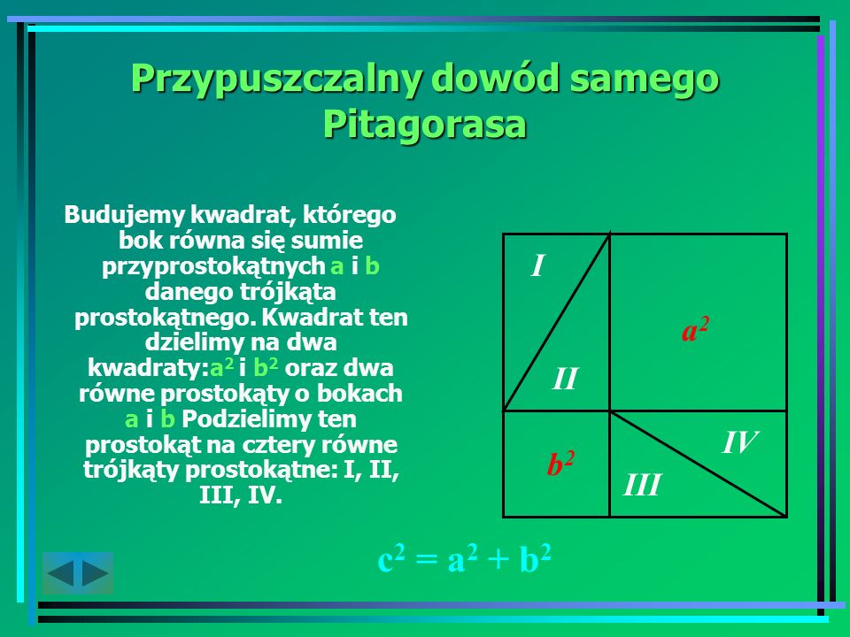 Przypuszczalny dowód samego Pitagorasa
