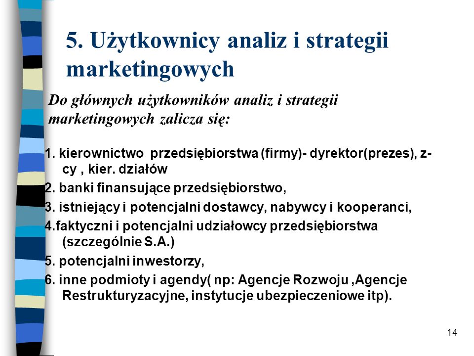 5. Użytkownicy analiz i strategii marketingowych