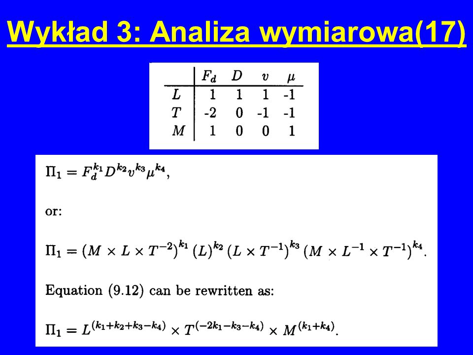 Wykład 3: Analiza wymiarowa(17)