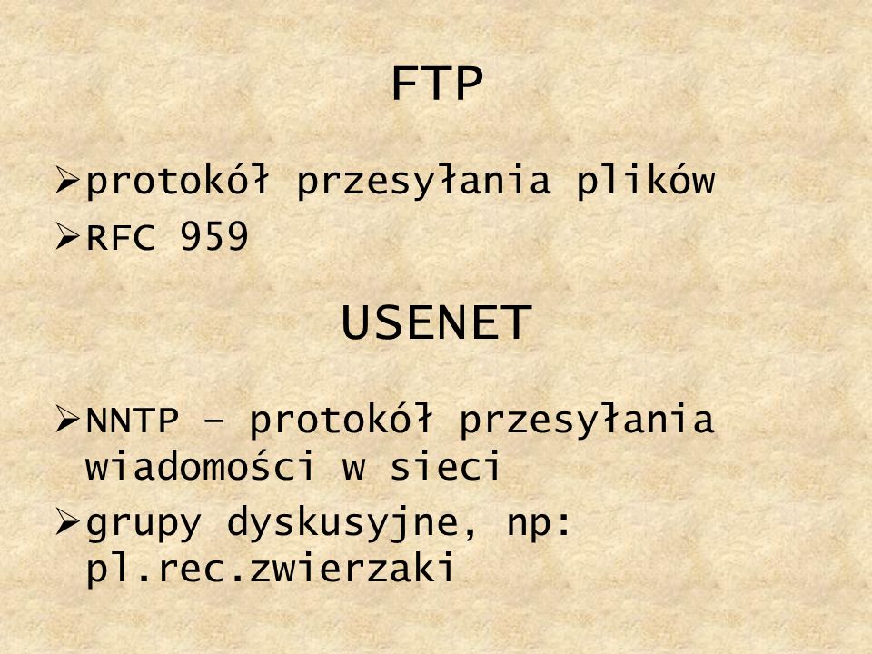 FTP USENET protokół przesyłania plików RFC 959