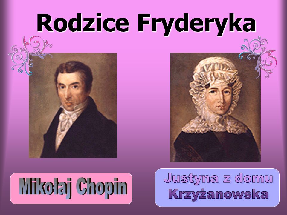 Rodzice Fryderyka Justyna z domu Krzyżanowska Mikołaj Chopin