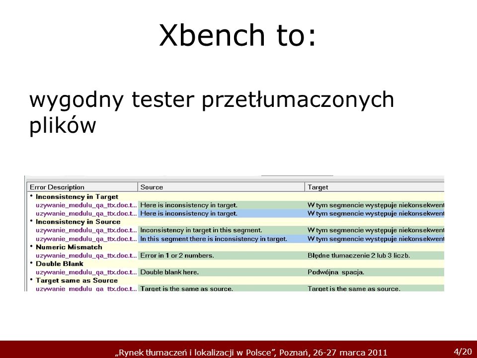 Xbench to: wygodny tester przetłumaczonych plików