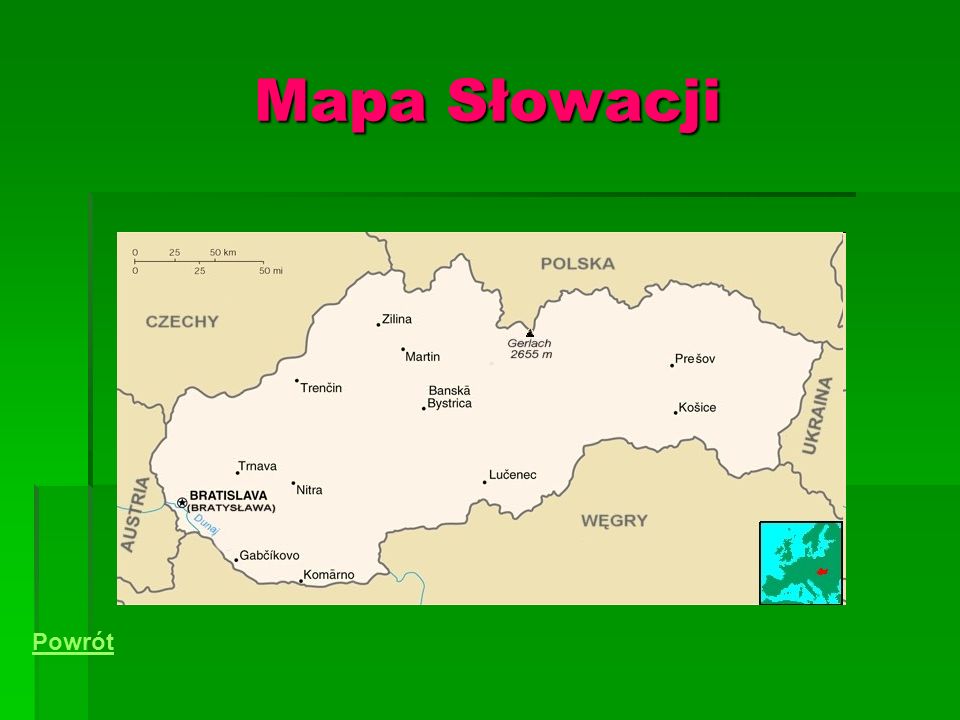 Mapa Słowacji Powrót